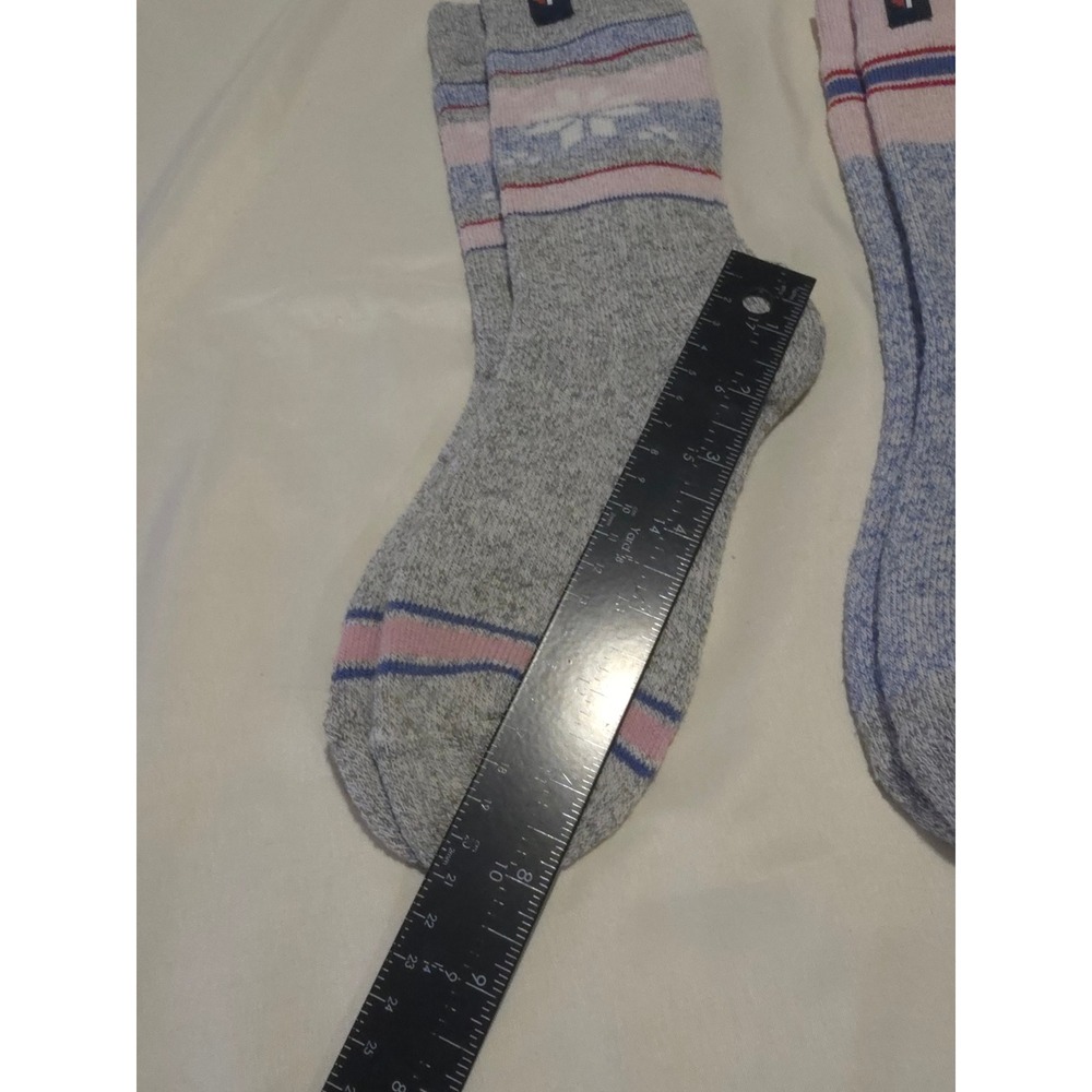 Pajar Wool Blend Crew Socks 2 Pair Set Grey Blue Snowflake Fair Isle NWOT - Picture 2 of 2